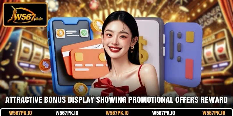 Attractive bonus display showing promotional offers and reward